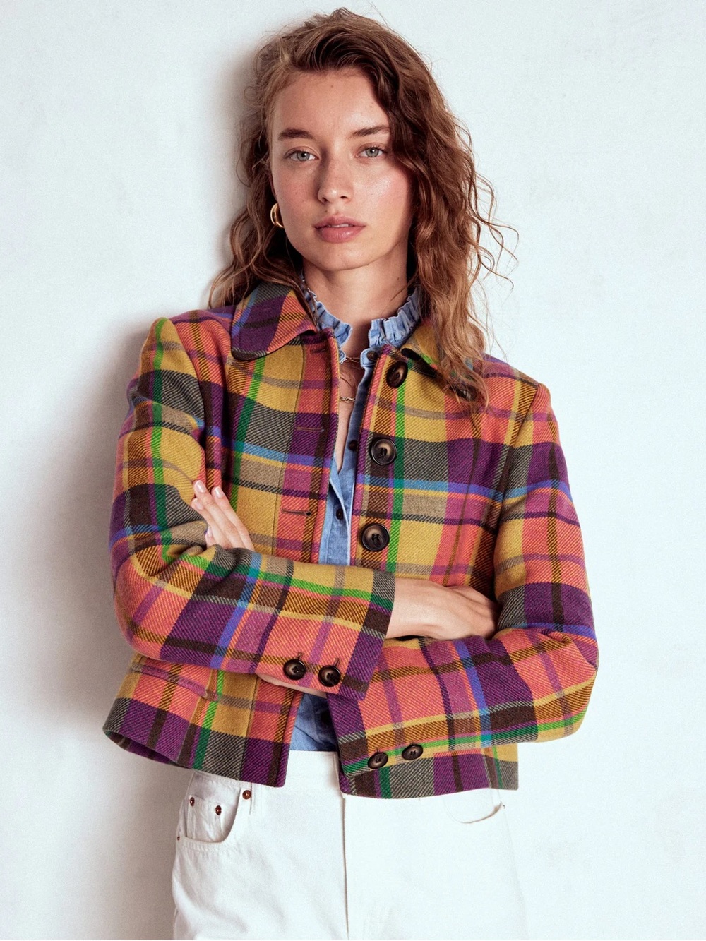 BODEN KNIGHTSBRIDGE WOOL JACKET IN MULTI CHECK